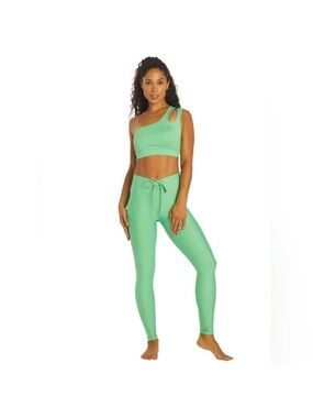 Year of Ours Mint Green One-Shoulder Bra & Leggings Set